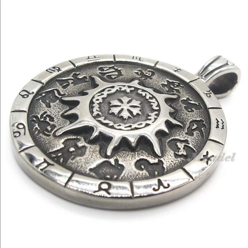 Stainless Steel Zodiac pendant w/ Stainless chain
